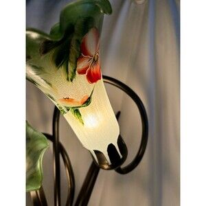 Hummingbird Tulip Glass Globe Bronze Dragonfly Base Tiffany Vintage Style Lamp